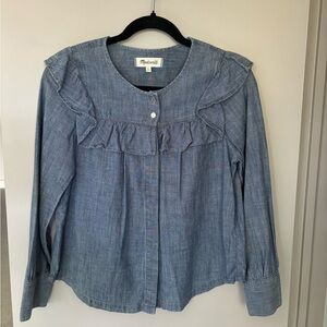 Madewell Jean Ruffle Button Down Shirt, Size XS